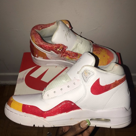 RED ORANGE YELLOW CUSTOM NIKE FLIGHT LEGACY SIZE 8 - Picture 2 of 5